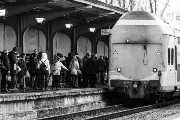 Comboio Bucareste Estação Ferroviária Norte Gara Nord Bucareste Roménia 2022 — Fotografia de Stock