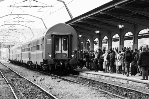 Vlak Bukurešti Severní Nádraží Gara Nord Bukurešť Rumunsko 2022 — Stock fotografie