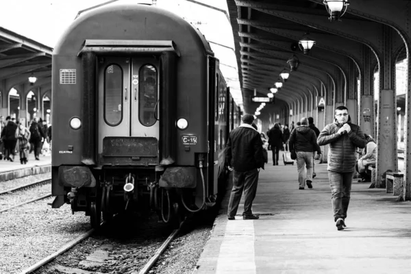 Train Bucharest North Railway Station Gara Bucharest Romania 2022 — стоковое фото