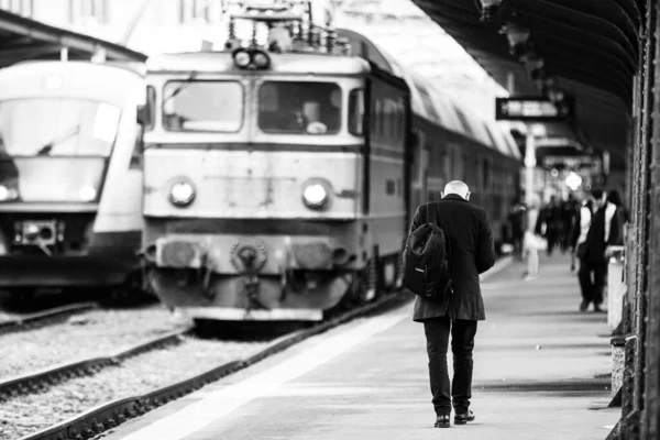 Comboio Bucareste Estação Ferroviária Norte Gara Nord Bucareste Roménia 2022 — Fotografia de Stock