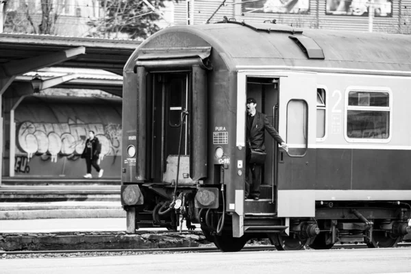 Comboio Bucareste Estação Ferroviária Norte Gara Nord Bucareste Roménia 2022 — Fotografia de Stock