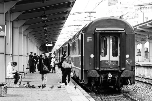 Comboio Bucareste Estação Ferroviária Norte Gara Nord Bucareste Roménia 2022 — Fotografia de Stock