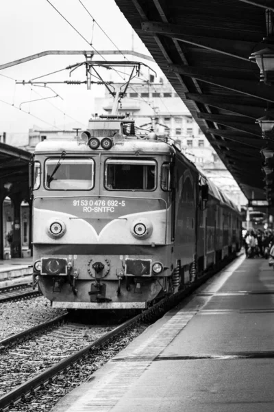 Comboio Bucareste Estação Ferroviária Norte Gara Nord Bucareste Roménia 2022 — Fotografia de Stock