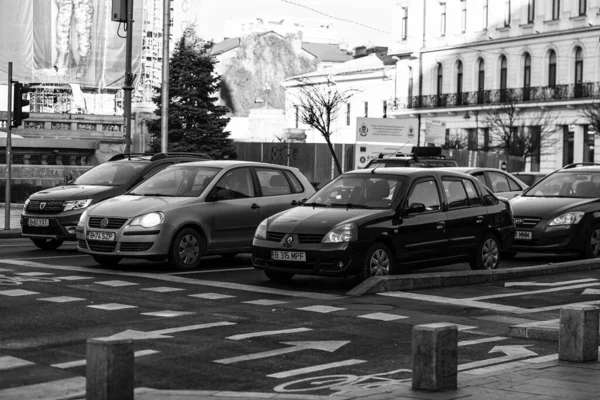 Автомобільний Рух Забруднення Затори Центрі Бухареста Румунія 2022 Рік — стокове фото