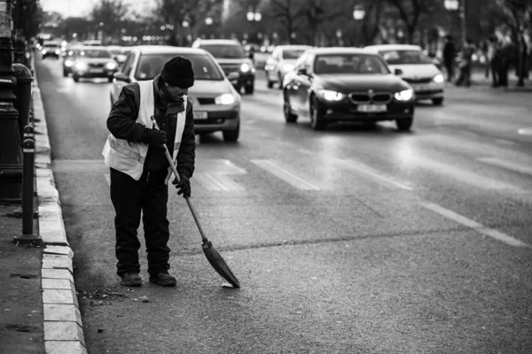 Araba Trafiği Kirlilik Trafik Sıkışıklığı Şehir Merkezi Bükreş Romanya 2022 — Stok fotoğraf