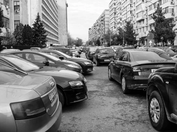 Car Traffic Pollution Traffic Jam City Downtown Bucharest Romania 2022 — Stock Photo, Image