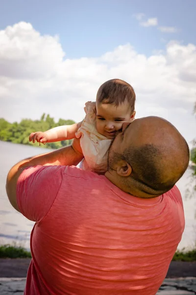 Dad Little Baby Girl Having Fun — Stock Photo, Image