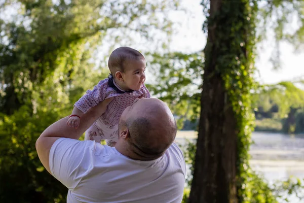 Dad Little Baby Girl Having Fun — Stock Photo, Image