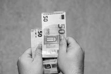Money EURO banknotes. Inflation and economy concept in Europe