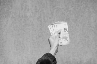 Money EURO banknotes. Inflation and economy concept in Europe