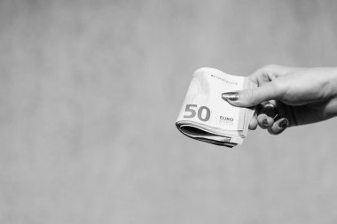 Para EURO banknotları. Avrupa 'da enflasyon ve ekonomi kavramı