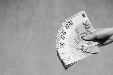 Para EURO banknotları. Avrupa 'da enflasyon ve ekonomi kavramı