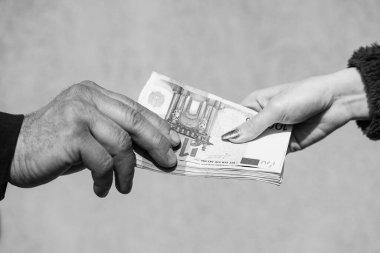 Money EURO banknotes. Inflation and economy concept in Europe
