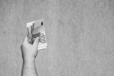 Para EURO banknotları. Avrupa 'da enflasyon ve ekonomi kavramı