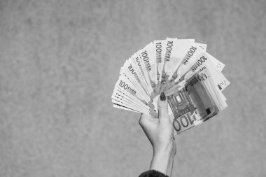 Para EURO banknotları. Avrupa 'da enflasyon ve ekonomi kavramı