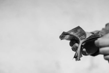 Para EURO banknotları. Avrupa 'da enflasyon ve ekonomi kavramı