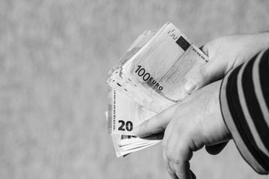 Para EURO banknotları. Avrupa 'da enflasyon ve ekonomi kavramı