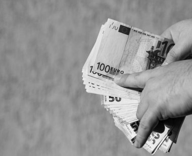 Money EURO banknotes. Inflation and economy concept in Europe