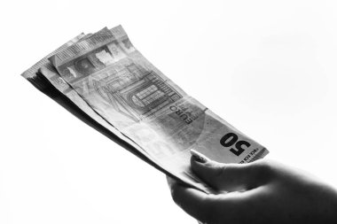 Money EURO banknotes. Inflation and economy concept in Europe