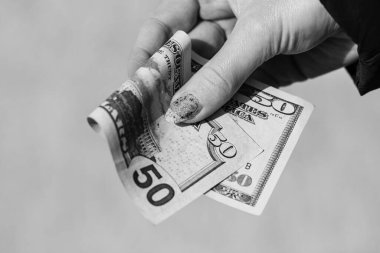 Para banknotları, Amerikan doları. ABD enflasyon ve ekonomi kavramı