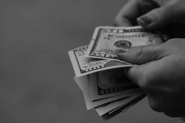 Para banknotları, Amerikan doları. ABD enflasyon ve ekonomi kavramı