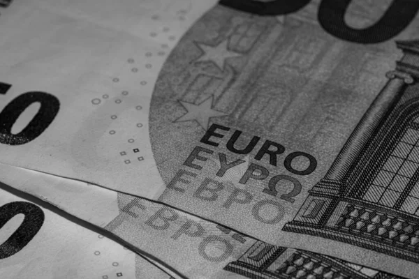 Pieniądze Banknotów Euro Koncepcja Inflacji Gospodarki Europie — Zdjęcie stockowe