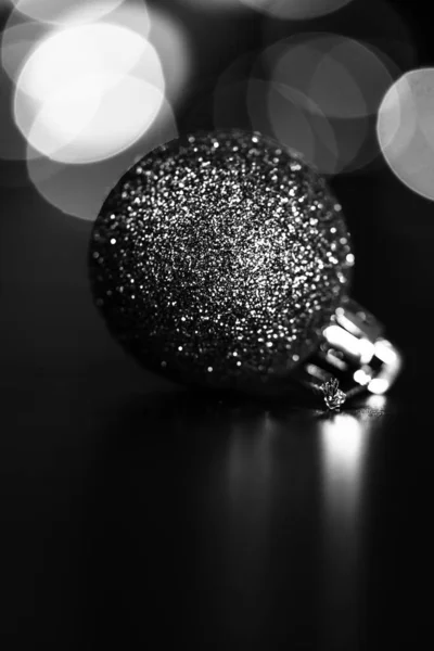 Decorated Christmas Ornaments Blurred Lights — Stock Photo, Image