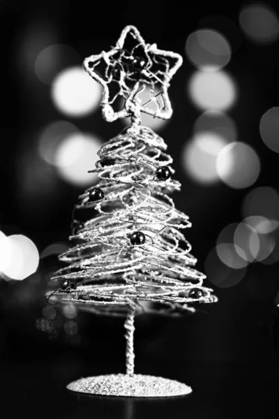 Decorated Christmas Ornaments Blurred Lights — Stock Photo, Image