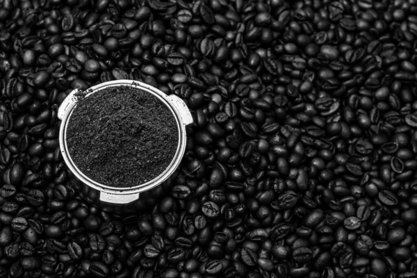 Black Coffee Cup Coffee Beans Breakfast Coffee Concept — Stockfoto