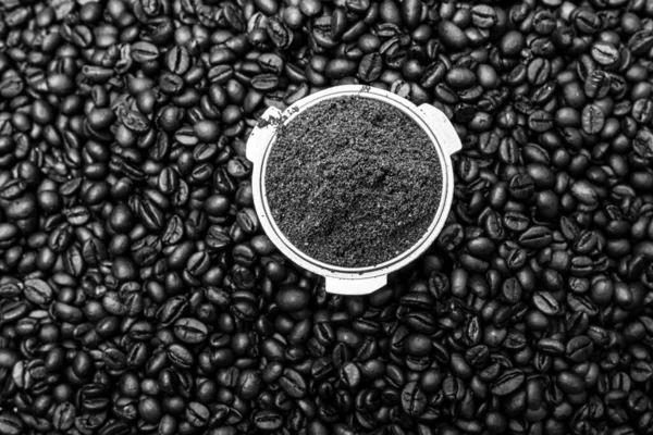 Black Coffee Cup Coffee Beans Breakfast Coffee Concept — Fotografia de Stock