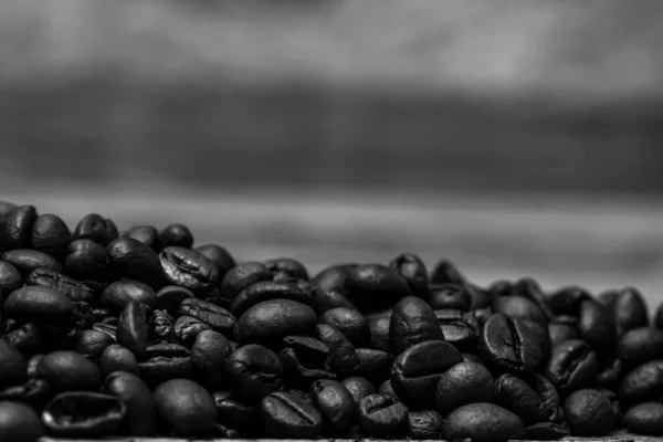 Чорна Чашка Кави Кавові Зерна Концепція Сніданку — стокове фото