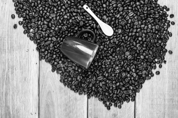 Black Coffee Cup Coffee Beans Breakfast Coffee Concept — Fotografia de Stock