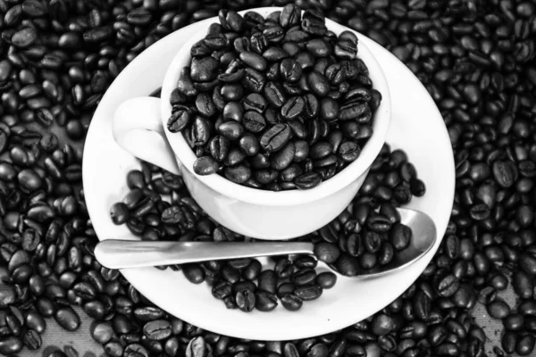 Black Coffee Cup Coffee Beans Breakfast Coffee Concept — Foto de Stock