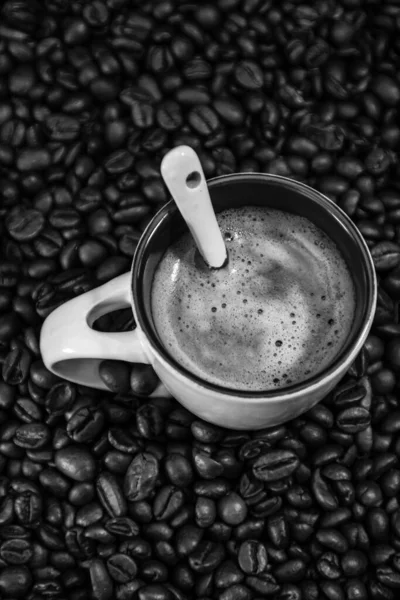 Black Coffee Cup Coffee Beans Breakfast Coffee Concept — Foto de Stock