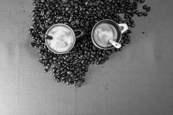 Black Coffee Cup Coffee Beans Breakfast Coffee Concept — Fotografia de Stock