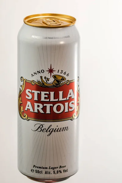 Grande Bière Belge Stella Artois Bière Belgique Premium Lager Séance — Photo