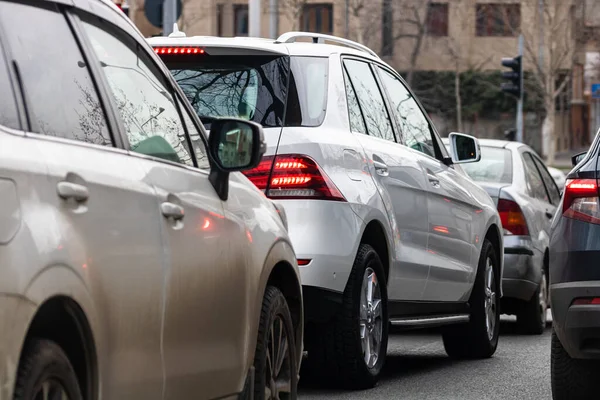 Car Traffic Pollution Traffic Jam Morning Evening Capital City Bucharest — Stock Photo, Image