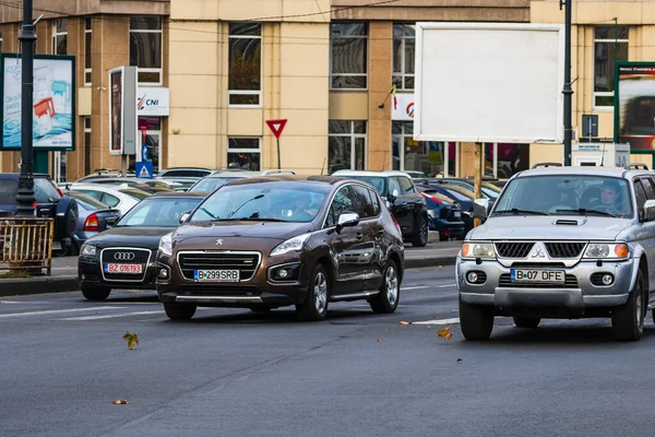 Circulation Automobile Pollution Embouteillage Matin Soir Dans Capitale Bucarest Roumanie — Photo