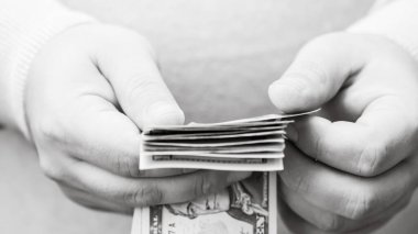 Amerikan doları para ve para fotoğrafı. Amerikan para birimi değişimi