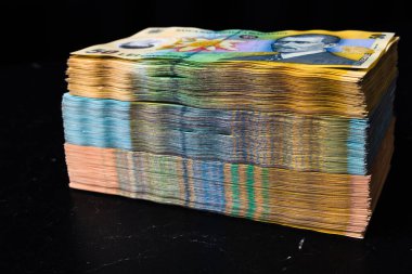 Bir yığın LEI Romanya parası. RON Leu Para Avrupa Para Birimi