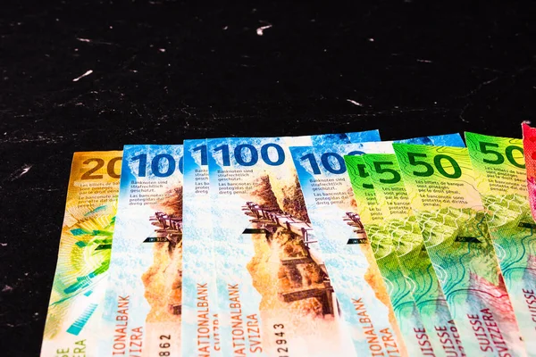 Billete Francos Suizos Chf Moneda Concepto Dinero Mundial — Foto de Stock