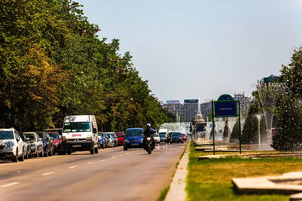 Autoverkehr Umweltverschmutzung Stau Morgens Und Abends Der Hauptstadt Bukarest Rumänien — Stockfoto