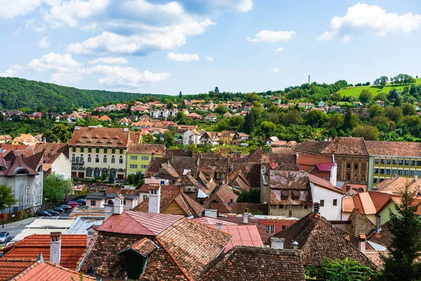Panoramic landscape of the old town of Sighisoara, Transylvania