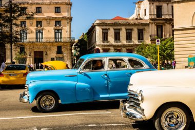 Classic American car used as private taxi in Havana, Cuba, 2022