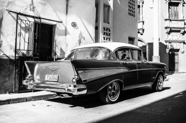 Classic American car used as private taxi in Havana, Cuba, 2022