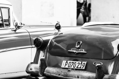 Classic American car used as private taxi in Havana, Cuba, 2022