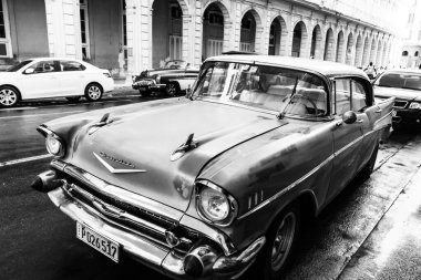 Classic American car used as private taxi in Havana, Cuba, 2022