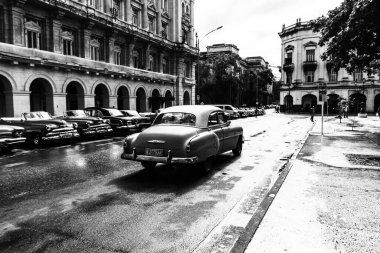 Classic American car used as private taxi in Havana, Cuba, 2022