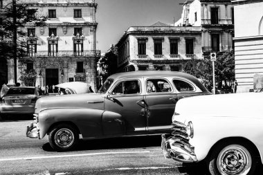 Classic American car used as private taxi in Havana, Cuba, 2022