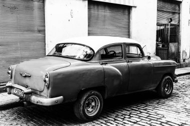 Classic American car used as private taxi in Havana, Cuba, 2022